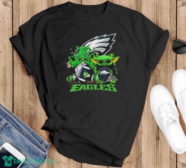 Philadelphia Eagles Baby Yoda Happy St.Patrick’s Day Shamrock Shirt - Black T-Shirt