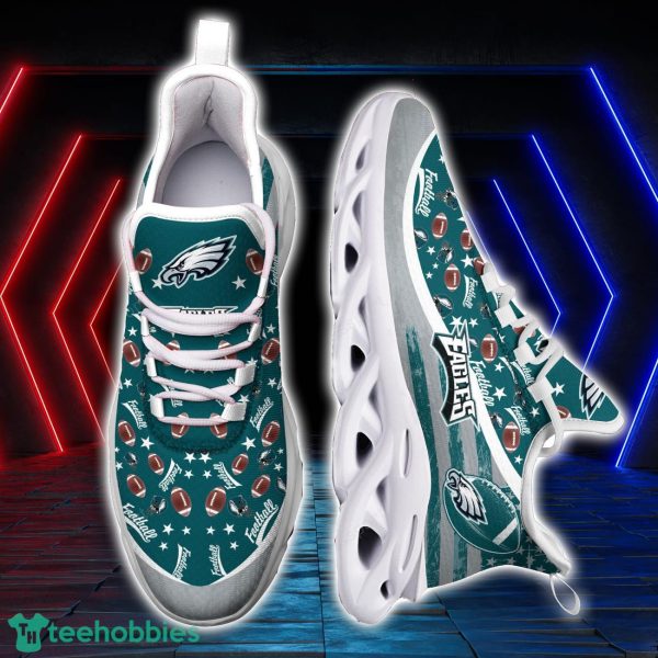 Philadelphia Eagles NFL Ball Pattern Black And White Clunky Max Soul Shoes Running Lover Gift Product Photo 2