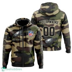 Philadelphia Eagles Personalized Name And Number Hoodie Camo Style For Fans Product Photo 2