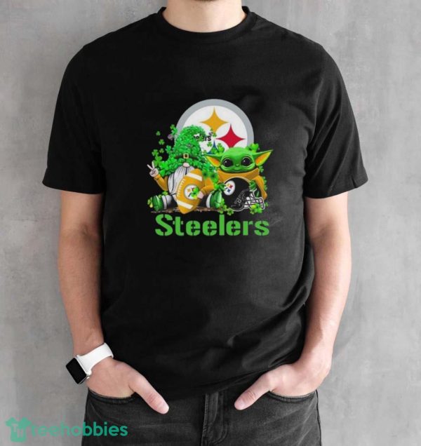 Pittsburgh Steelers Baby Yoda Happy St.Patrick’s Day Shamrock Shirt - Black Unisex T-Shirt