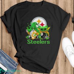 Pittsburgh Steelers Baby Yoda Happy St.Patrick’s Day Shamrock Shirt - Black T-Shirt
