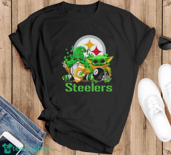 Pittsburgh Steelers Baby Yoda Happy St.Patrick’s Day Shamrock Shirt - Black T-Shirt