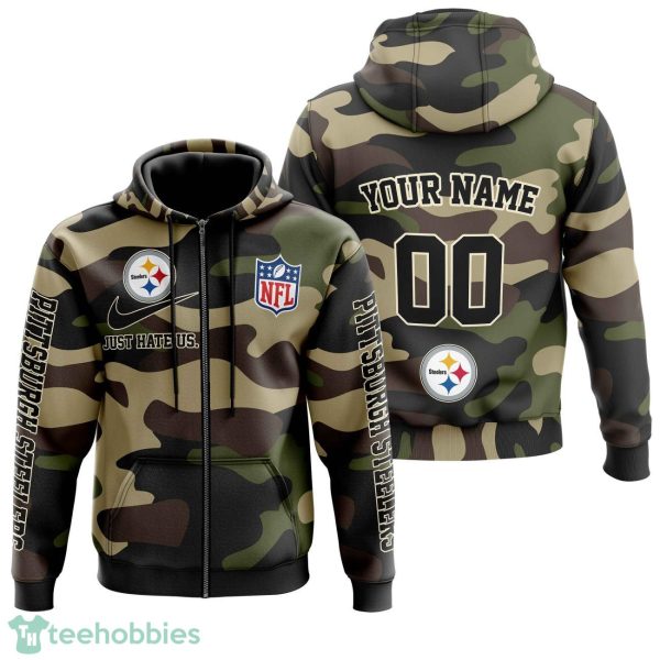 Pittsburgh Steelers Personalized Name And Number Hoodie Camo Style For Fans Product Photo 2