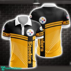 Pittsburgh Steelers Striped Style 3D Polo Shirt Shirt For Sport Golf Lover Product Photo 1