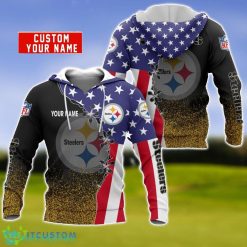 Pittsburgh Steelers US Flag 3D Hoodie For Sport Fans Custom Name Product Photo 1
