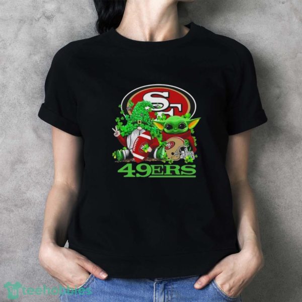 San Francisco 49ers Baby Yoda Happy St.Patrick’s Day Shamrock Shirt - Ladies T-Shirt