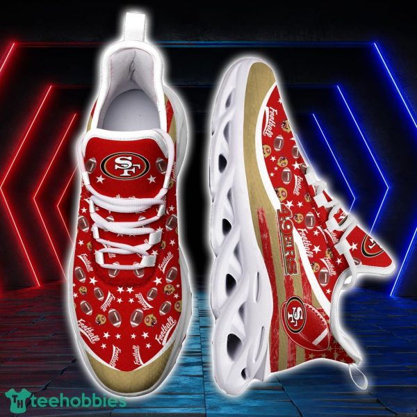 San Francisco 49ers NFL Ball Pattern Black And White Clunky Max Soul Shoes Running Lover Gift Product Photo 2