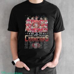 San Francisco 49ers Team Football 2024 National Football Conference Champions Signatures Shirt - Black Unisex T-Shirt