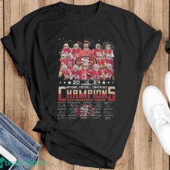 San Francisco 49ers Team Football 2024 National Football Conference Champions Signatures Shirt - Black T-Shirt