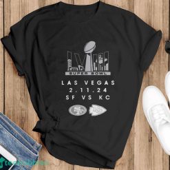 San Francisco 49ers Vs Kansas City Chiefs Super Bowl Las Vegas 2 11 24 Shirt - Black T-Shirt