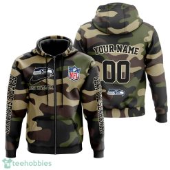 Seattle Seahawks Personalized Name And Number Hoodie Camo Style For Fans Product Photo 2