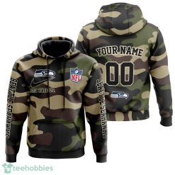 Seattle Seahawks Personalized Name And Number Hoodie Camo Style For Fans Product Photo 1