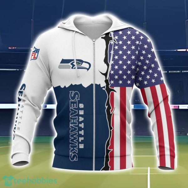 Seattle Seahawks US Flag 3D Printing T-Shirt Hoodie Sweatshirt For Fans Product Photo 2