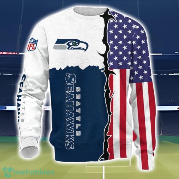 Seattle Seahawks US Flag 3D Printing T-Shirt Hoodie Sweatshirt For Fans Product Photo 3