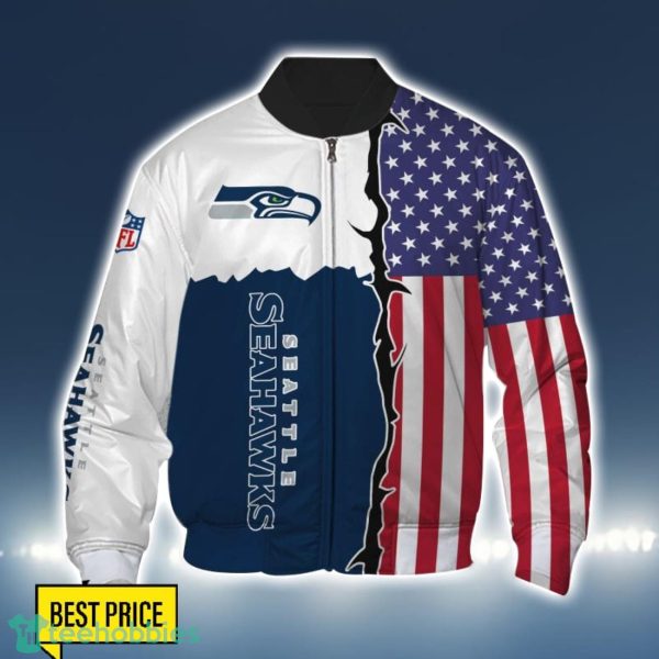 Seattle Seahawks US Flag 3D Printing T-Shirt Hoodie Sweatshirt For Fans Product Photo 4