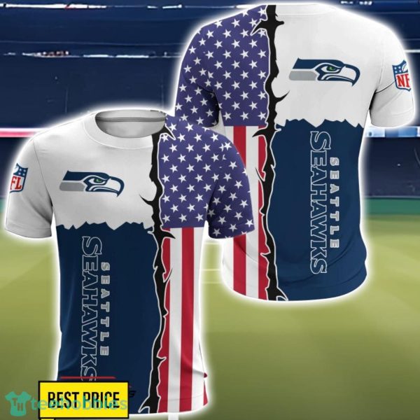 Seattle Seahawks US Flag 3D Printing T-Shirt Hoodie Sweatshirt For Fans Product Photo 5