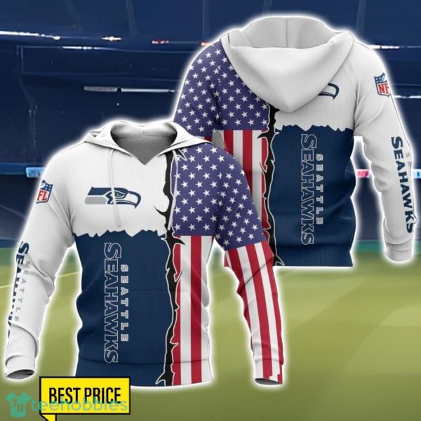 Seattle Seahawks US Flag 3D Printing T-Shirt Hoodie Sweatshirt For Fans Product Photo 1