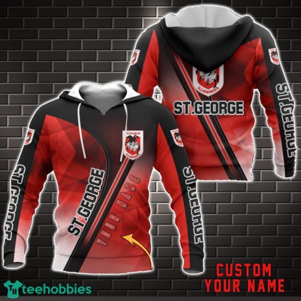 St. George Illawarra Dragons 3D Hoodie All over Printed Unisex Hoodie Custom Name Product Photo 1