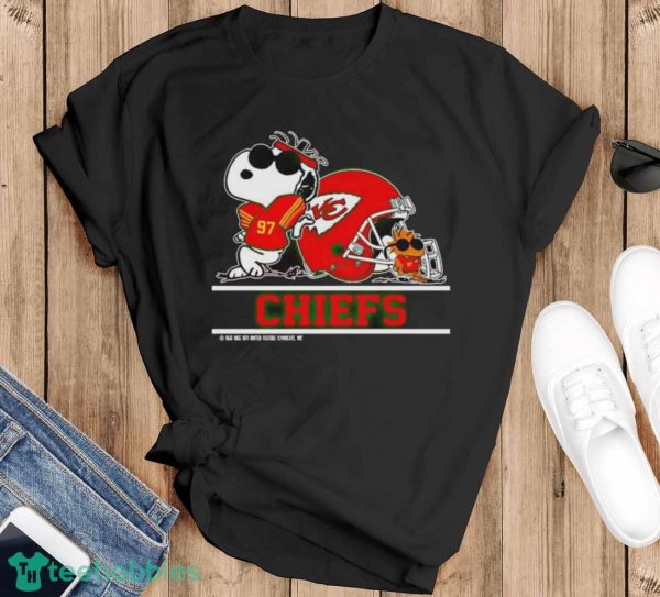 The Kansas City Chiefs Joe Cool And Woodstock Snoopy Mashup shirt - Black T-Shirt