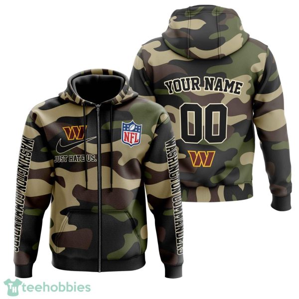 Washington Commanders Personalized Name And Number Hoodie Camo Style For Fans Product Photo 2