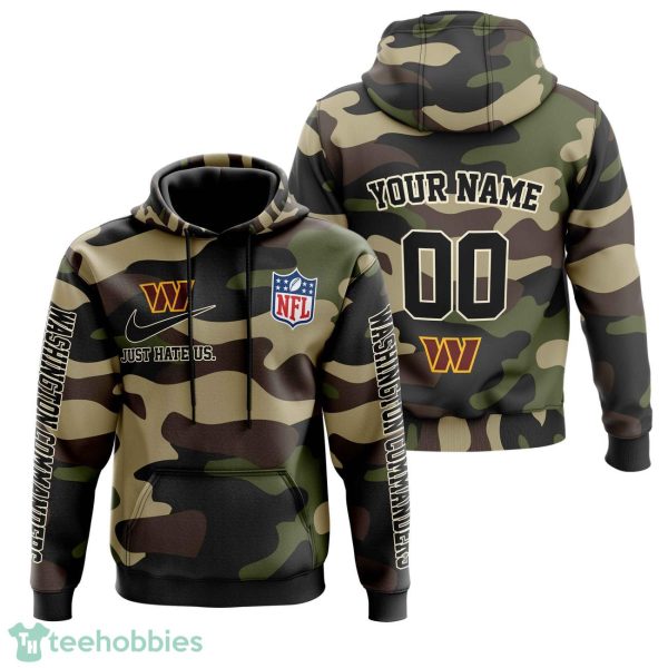 Washington Commanders Personalized Name And Number Hoodie Camo Style For Fans Product Photo 1