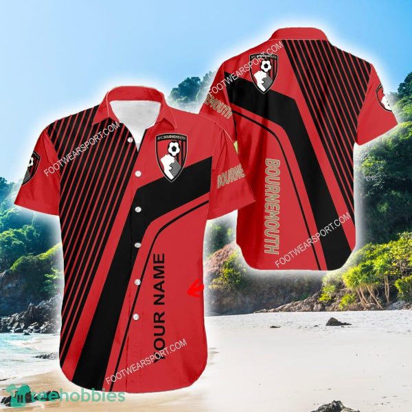 AFC Bournemouth Island Logo 3D Hawaiian Shirt For Men And Women Custom Name - AFC Bournemouth Island Logo 3D Hawaiian Shirt For Men And Women Custom Name