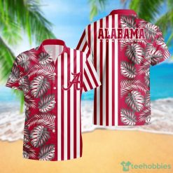 Alabama Crimson Tide Leaf and Stripe Pattern Hawaiian Shirt For Fans Summer Gift Product Photo 1