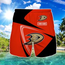 Anaheim Ducks Logo Printed 3D Beach Shorts For Men Custom Name Summer Gift Ideas Product Photo 1