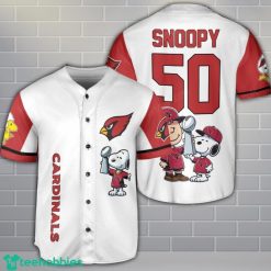 Arizona Cardinals Peanut Snoopy Champion Baseball Jersey Shirt Custom Name Number Product Photo 1