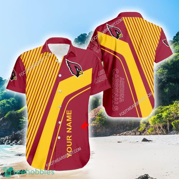 Arizona Cardinals Tropical Logo AOP Hawaiian Shirt For Summer Custom Name - Arizona Cardinals Tropical Logo AOP Hawaiian Shirt For Summer Custom Name