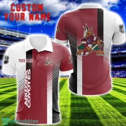 Arizona Coyotes Team Striped Style 3D Printed Polo SHirt For Fans Custom Name Product Photo 1