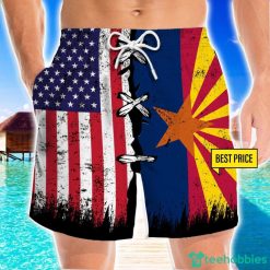 Arizona x American Flag Vintage Style 3D Beach Shorts For Men Gift Summer Gift Product Photo 1