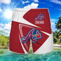 Atlanta Braves Logo Printed 3D Beach Shorts For Men Custom Name Summer Gift Ideas Product Photo 1