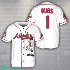 Atlanta Braves Looney Tunes Bugs Bunny White 3D Baseball Jersey Shirt Custom Name Number Product Photo 1