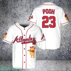 Atlanta Braves Winnie the Pooh Baseball Jersey Shirt Cute Gift For Men Women Custom Name Number Product Photo 1