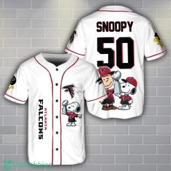 Atlanta Falcons Peanut Snoopy Champion Baseball Jersey Shirt For Fans White Shirt Custom Name Number Product Photo 1