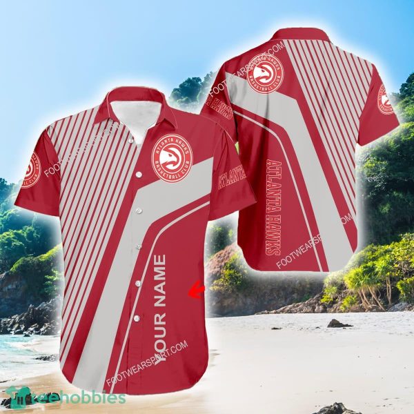 Atlanta Hawks Plus Size Logo Beach Hawaiian Shirt For Summer Custom Name - Atlanta Hawks Plus Size Logo Beach Hawaiian Shirt For Summer Custom Name