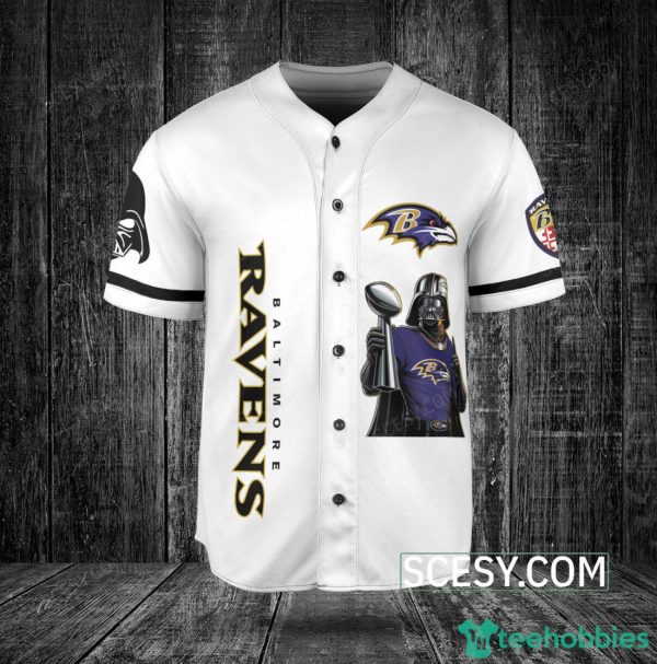 Baltimore Ravens Darth Vader Baseball Jersey White Product Photo 2