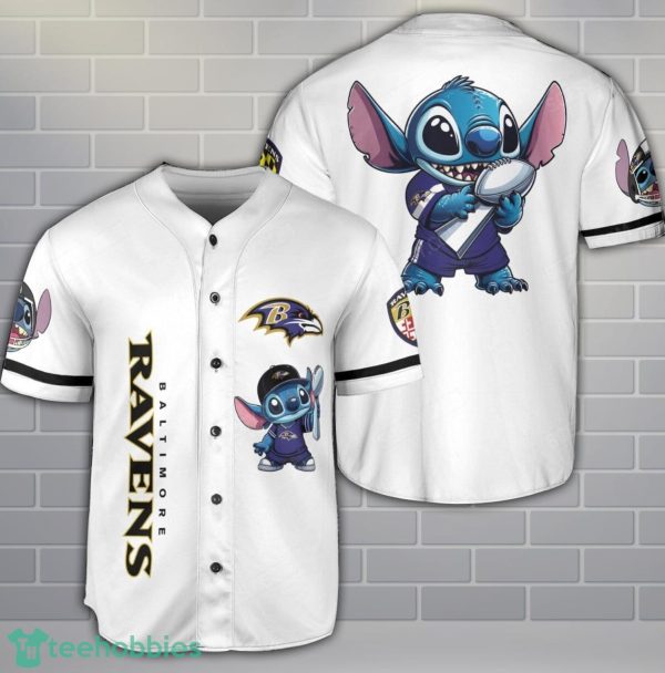 Baltimore Ravens Lilo And Stitch Baseball Jersey Shirt Limited For Fans Product Photo 1