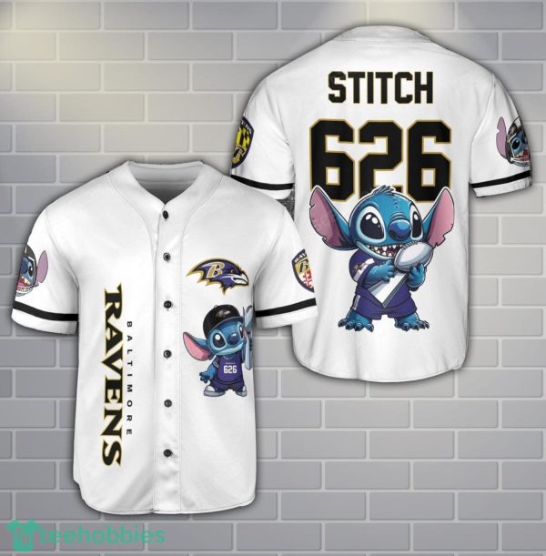Baltimore Ravens Lilo And Stitch Champions Baseball Jersey Shirt Custom Name Number Team Gift Product Photo 1
