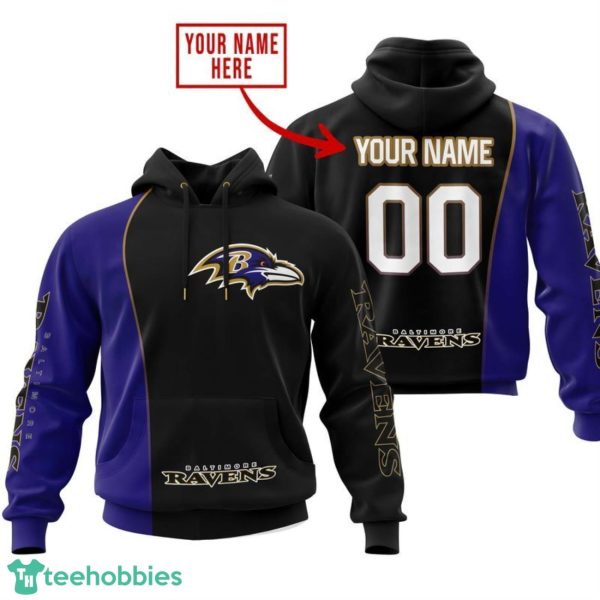 Baltimore Ravens Personalized Name Number 3D Hoodie Team Gift Product Photo 2