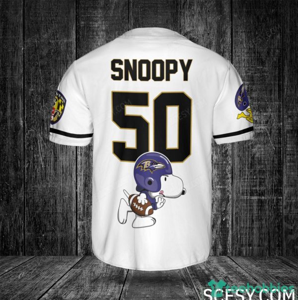 Baltimore Ravens Snoopy Baseball Jersey White Product Photo 3