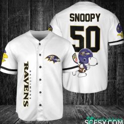 Baltimore Ravens Snoopy Baseball Jersey White Product Photo 1