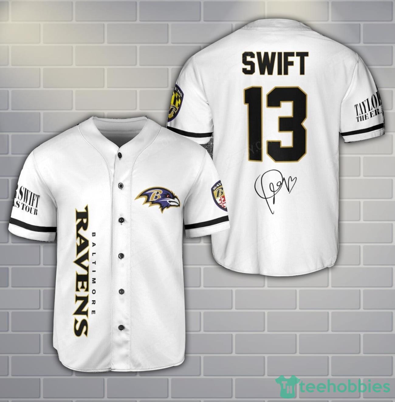 Baltimore Ravens Taylor Swift Baseball Jersey Shirt Custom Name Number For Fans Number 13 image Baltimore Ravens Taylor Swift Baseball Jersey Shirt Custom Name Number For Fans Number 13 Product Photo 1