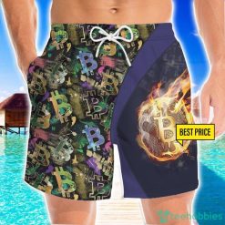 Bitcoin Block Chain Flame 3D Beach Shorts For Men Gift Summer Gift Product Photo 1