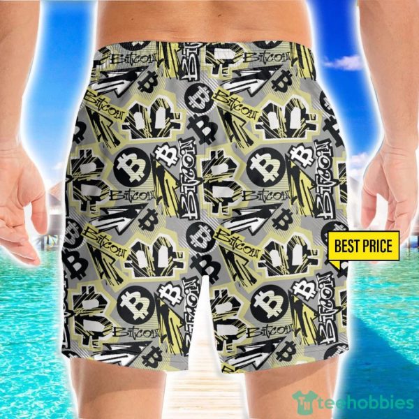 Bitcoin Doodle Funky Pattern 3D Beach Shorts For Men Gift Summer Gift Product Photo 2