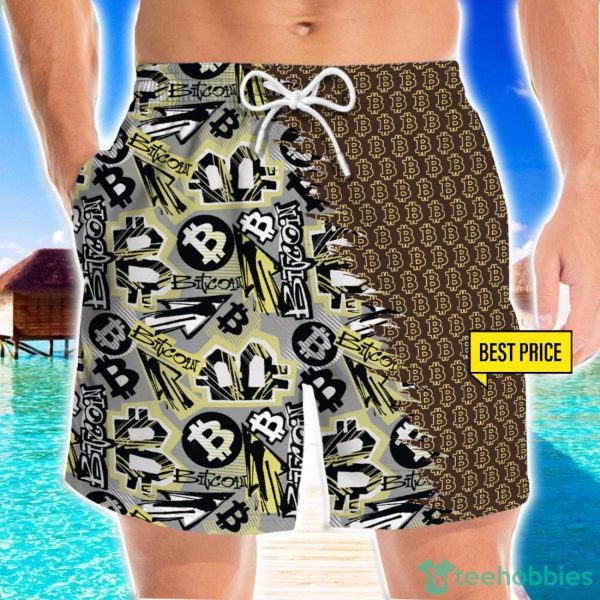 Bitcoin Doodle Funky Pattern 3D Beach Shorts For Men Gift Summer Gift Product Photo 1