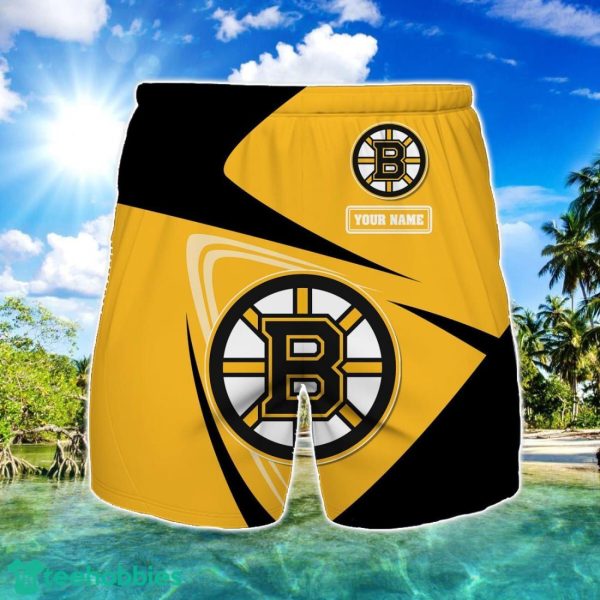 Boston Bruins Logo Printed 3D Beach Shorts For Men Custom Name Summer Gift Ideas Product Photo 1