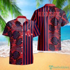 Boston Red Sox Leaf and Stripe Pattern Hawaiian Shirt For Fans Summer Gift Product Photo 1