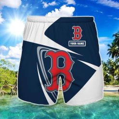 Boston Red Sox Logo Printed 3D Beach Shorts For Men Custom Name Summer Gift Ideas Product Photo 1